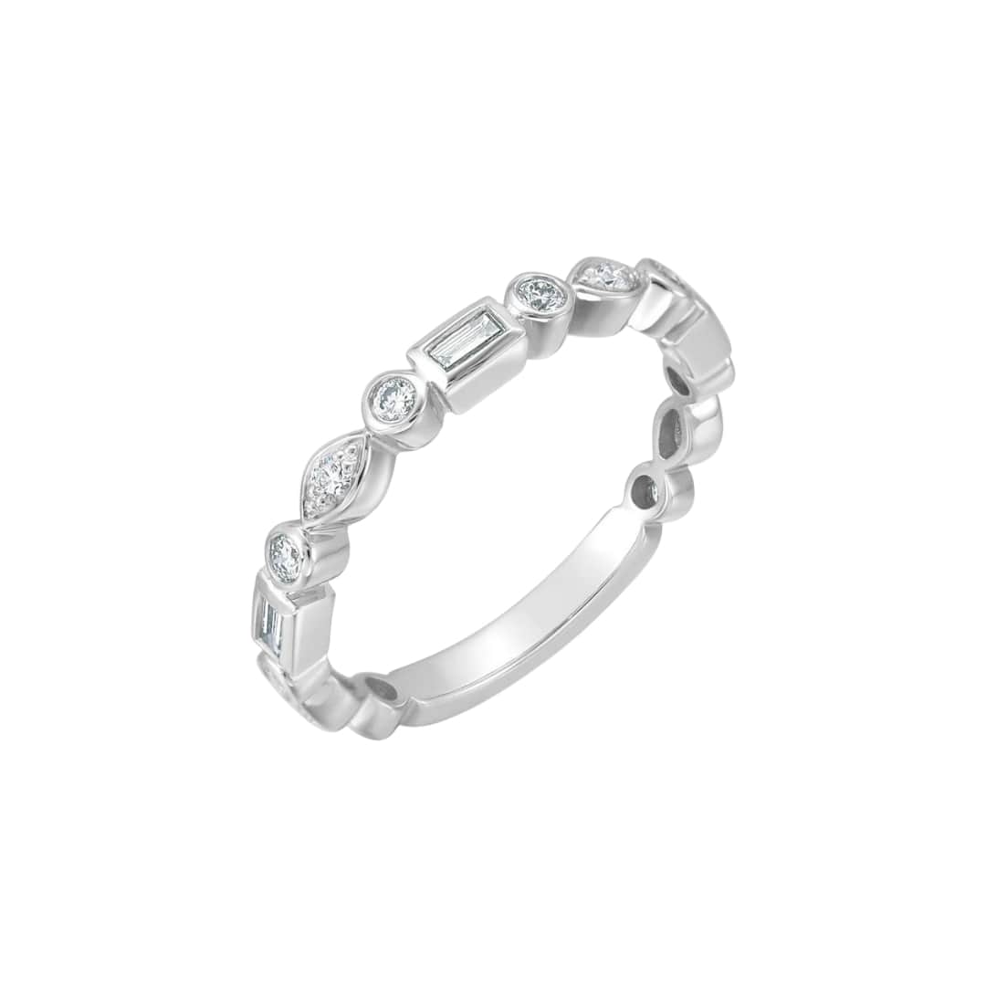 Round and Baguette Bezel Set Diamond Band