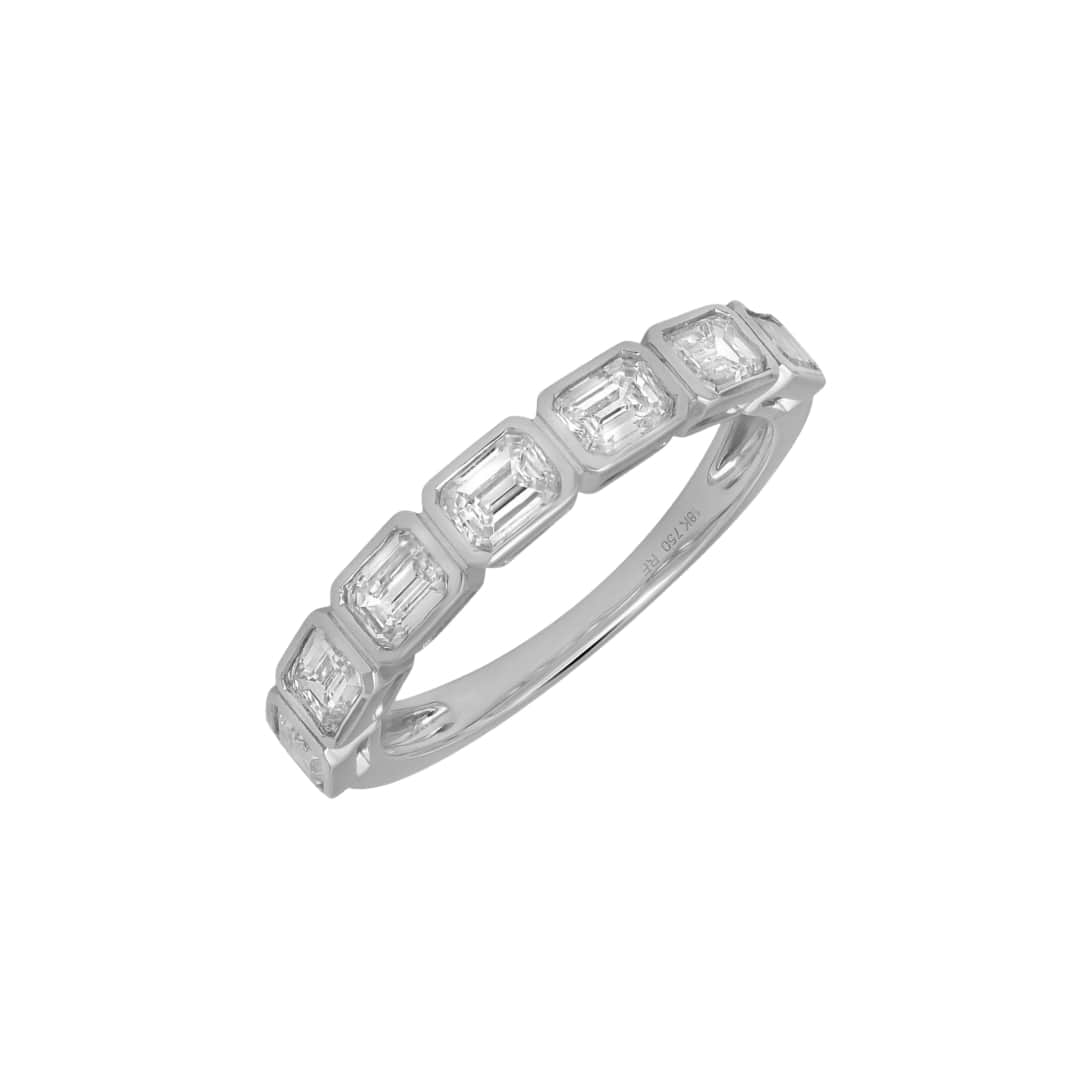 East West Bezel Set Emerald Cut Diamond Band