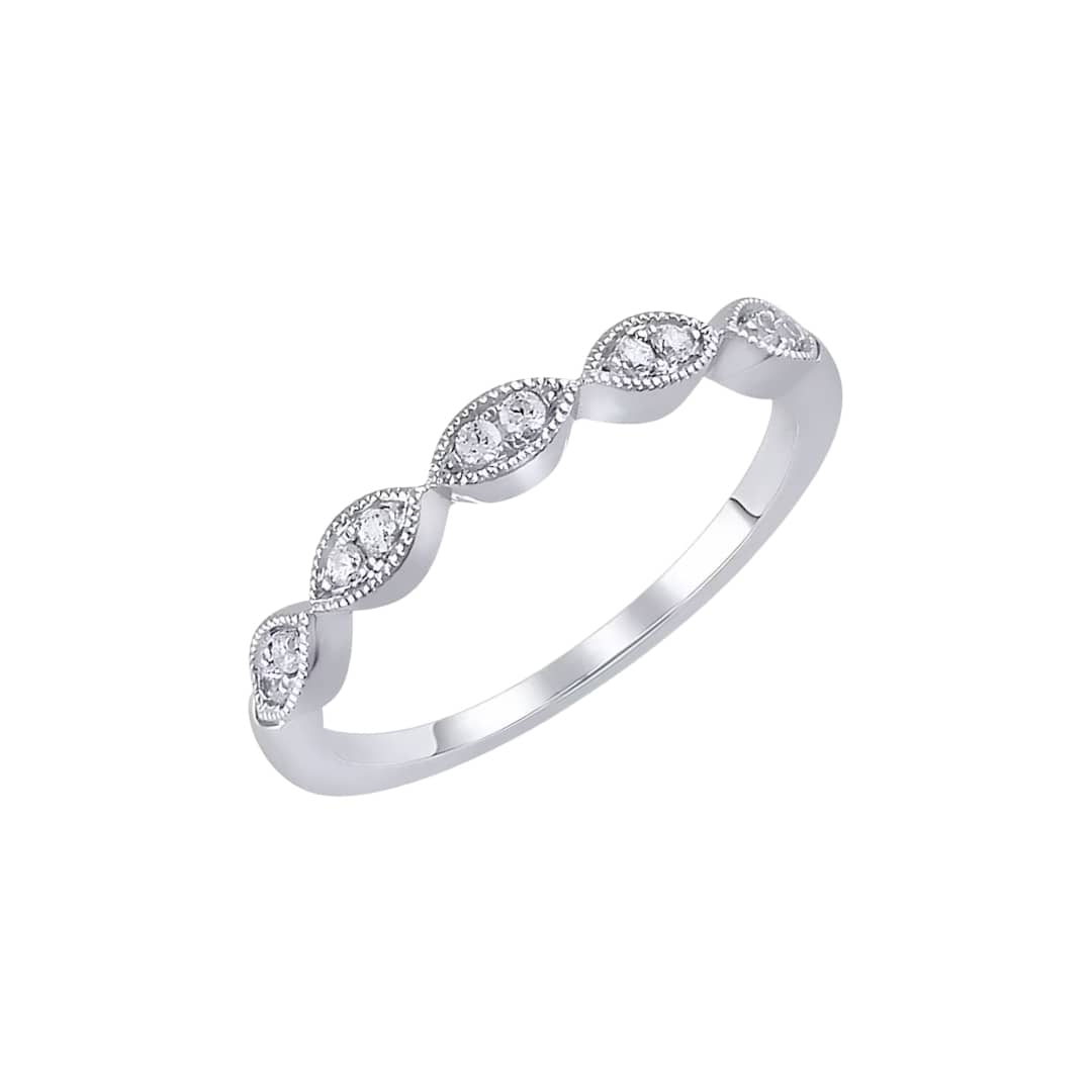 Scalloped Milgrain Diamond Band