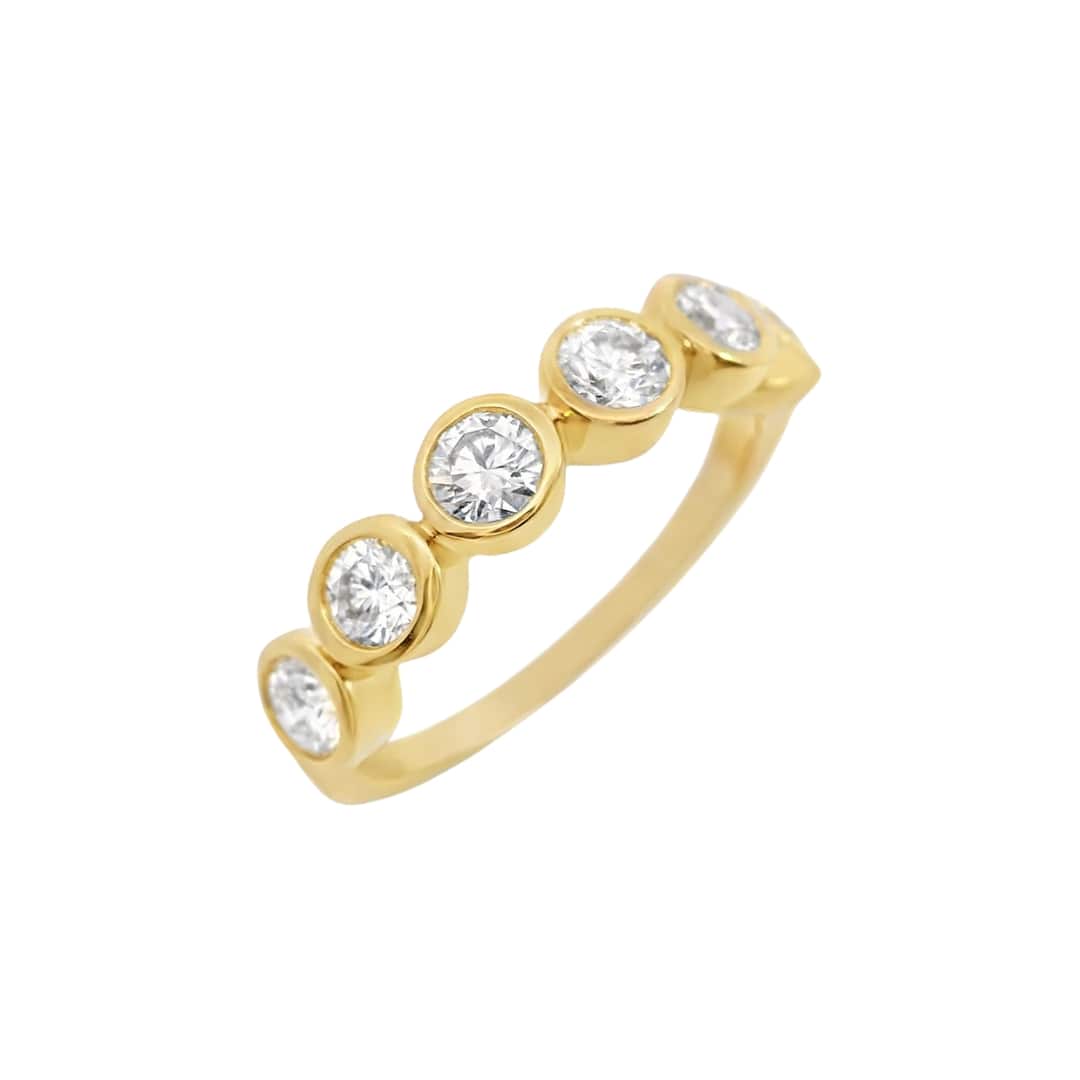 6 Stone Diamond Bezel Band