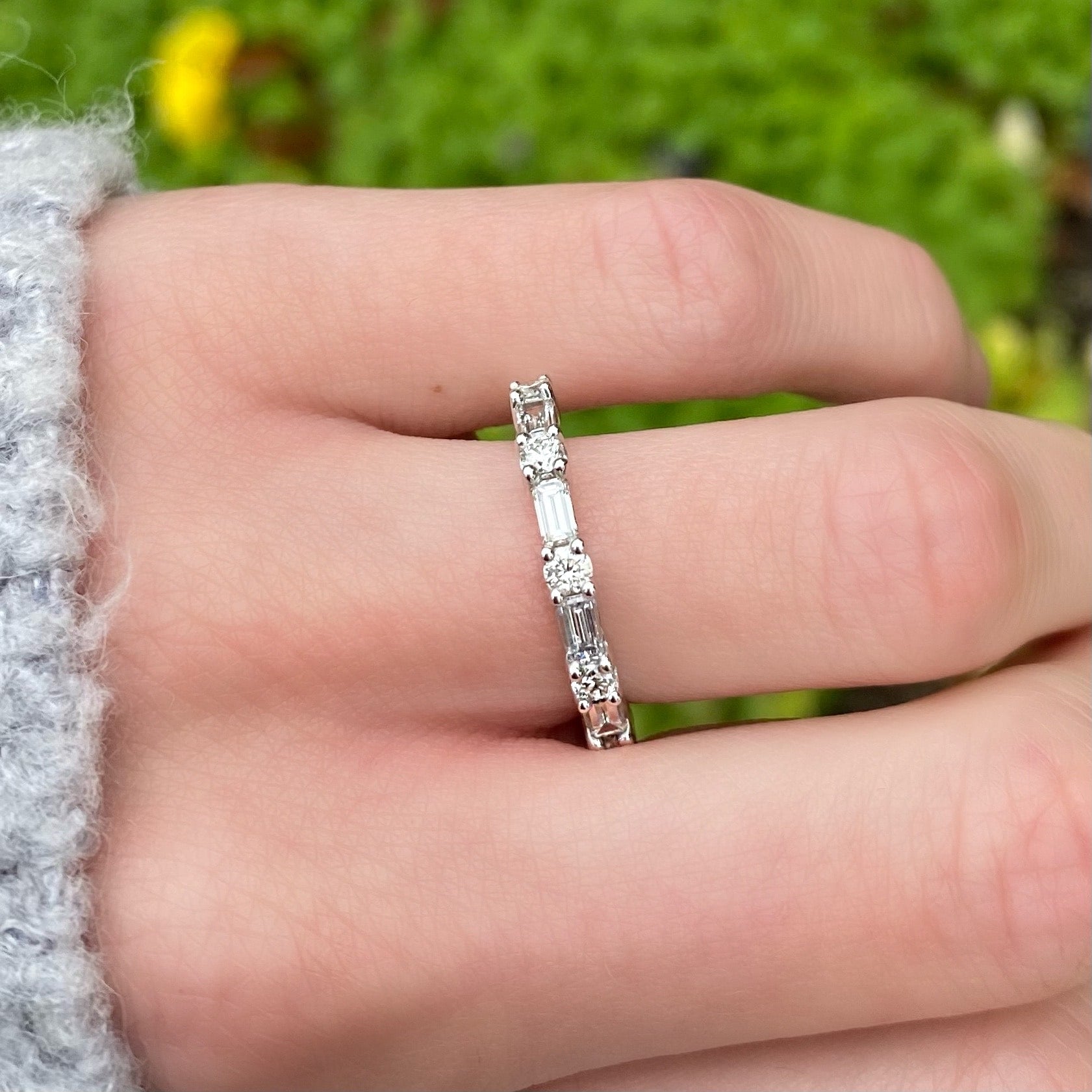 Baguette and Round Diamond Band