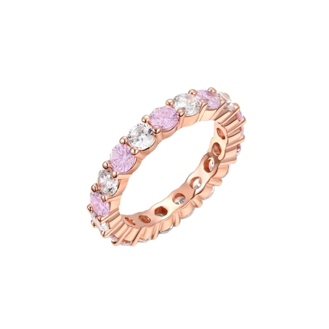 White and Pink Diamond Eternity Band