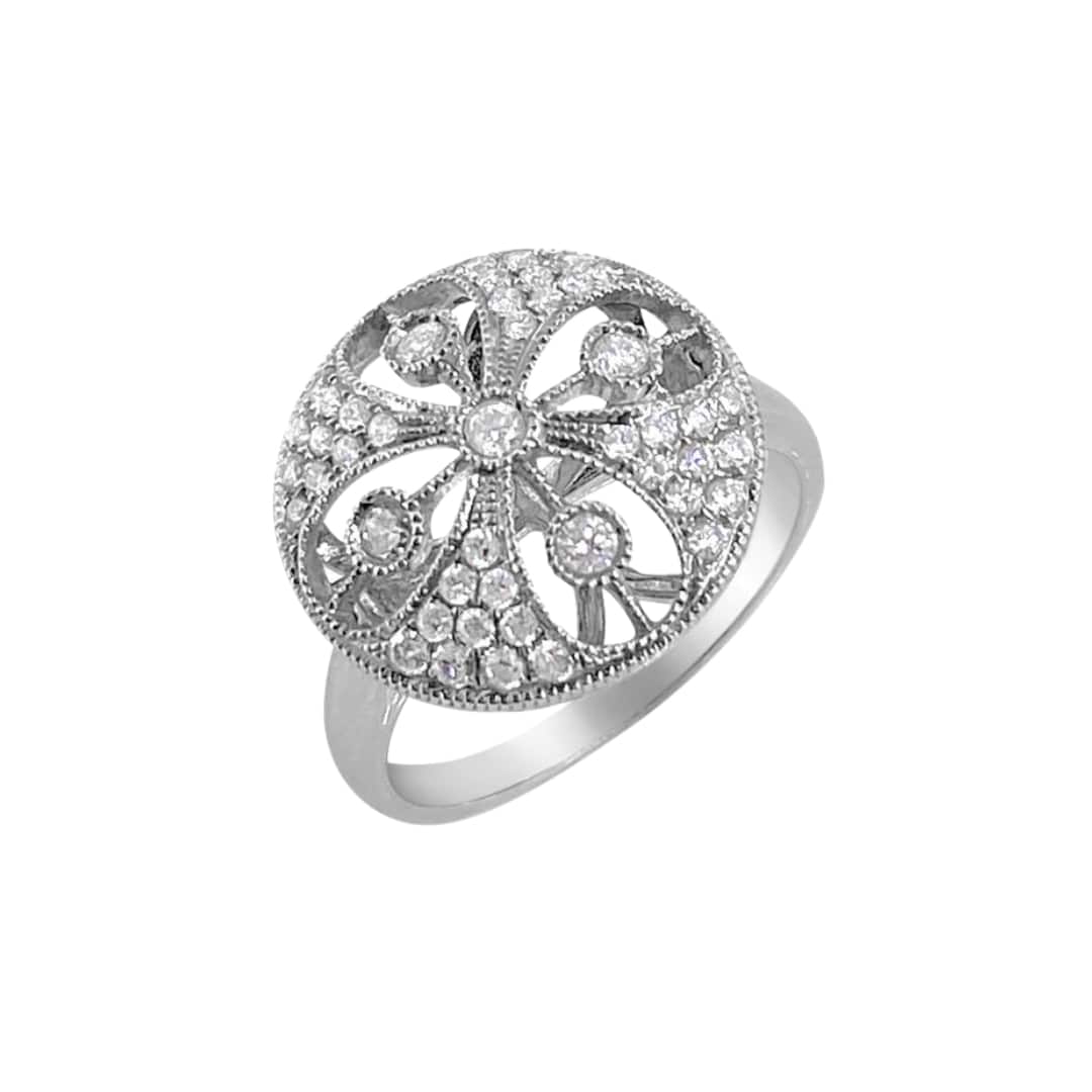 Diamond Filigree Flower Ring