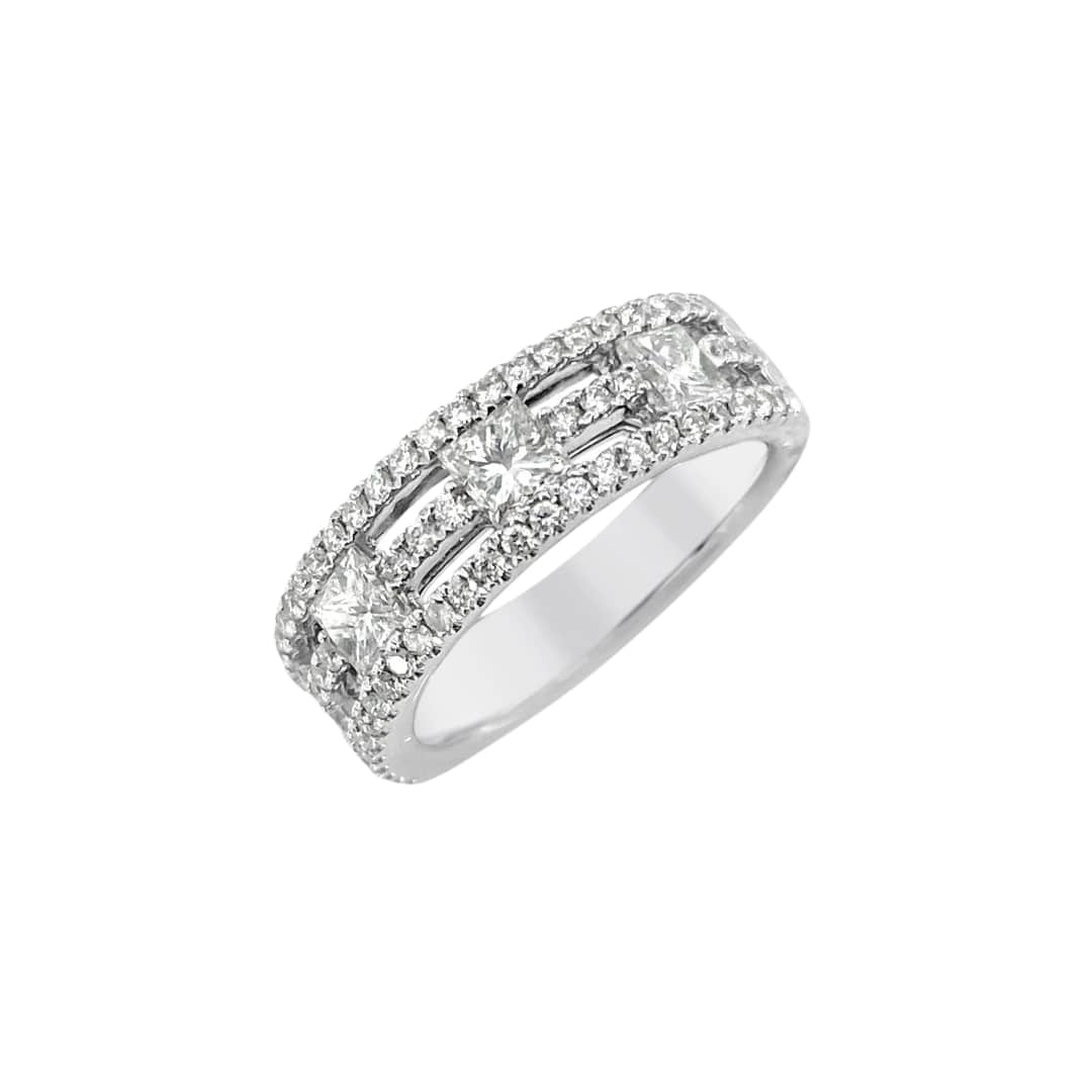 Princess Cut and Round Diamond Ring