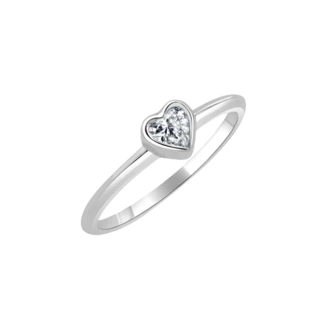 Bezel Set Diamond Heart Ring