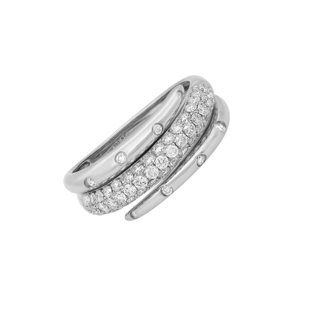 Pave Diamond Spiral Inlay Ring