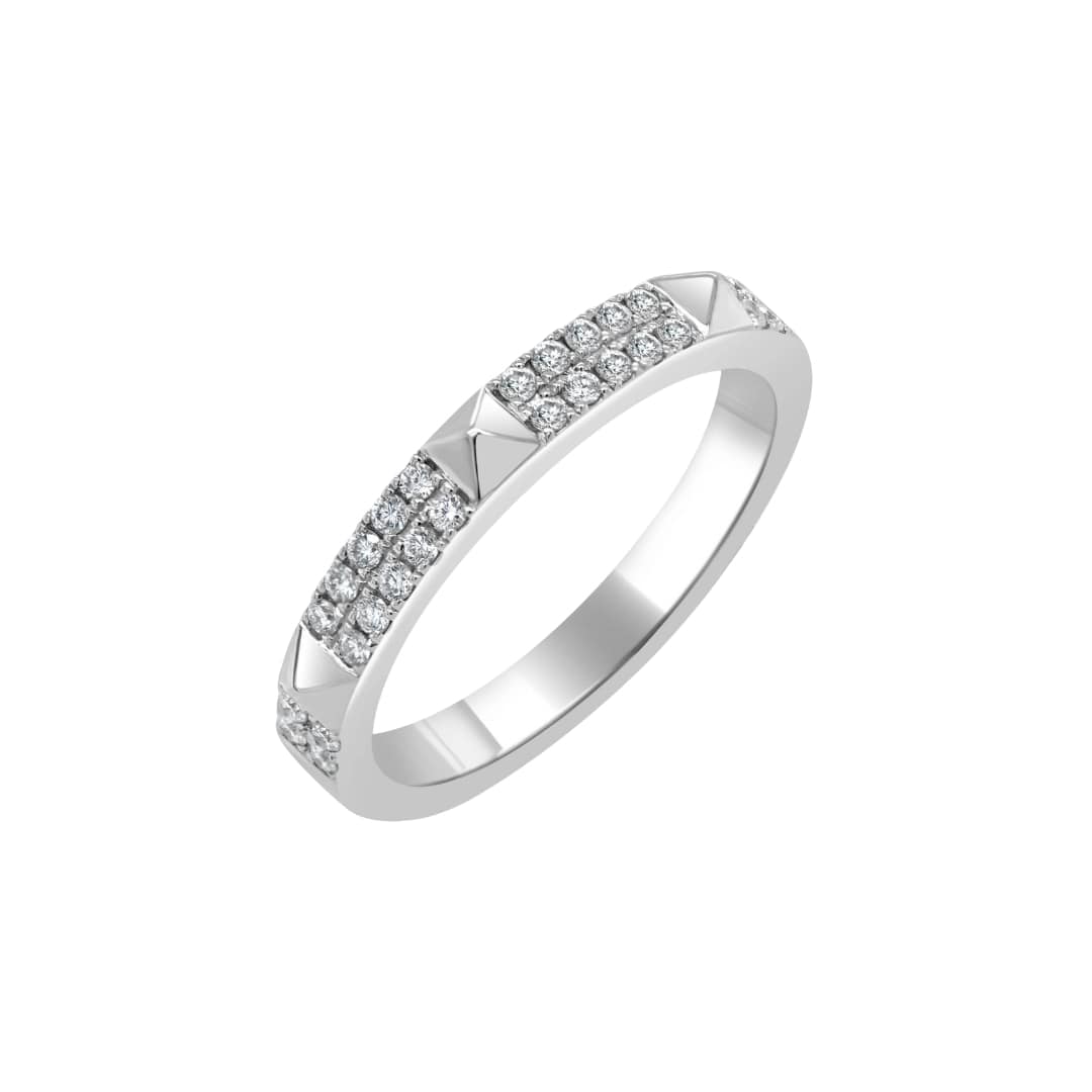 Pave Diamond Studded Stack Ring