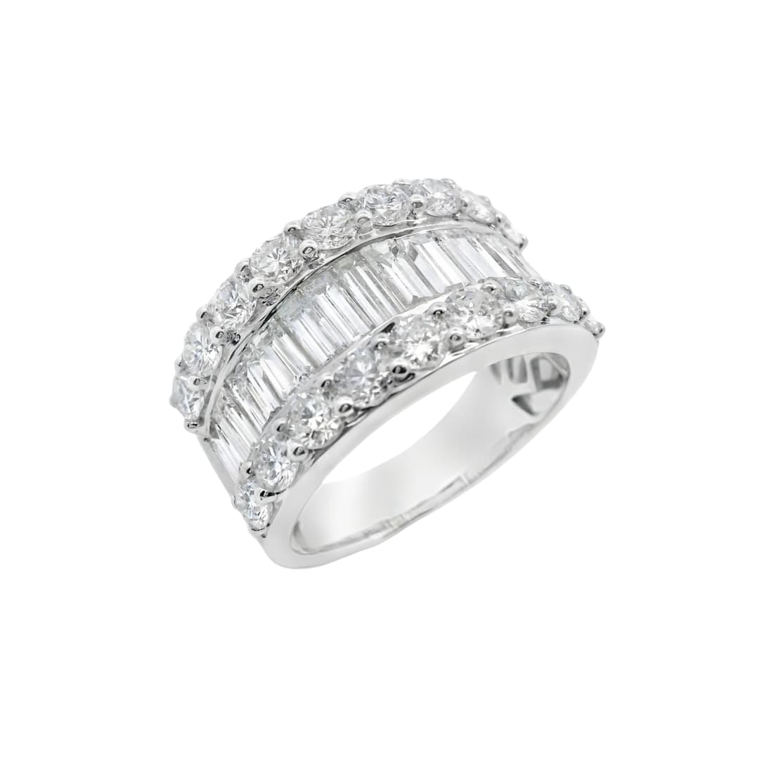 Baguette and Round Diamond Statement Ring