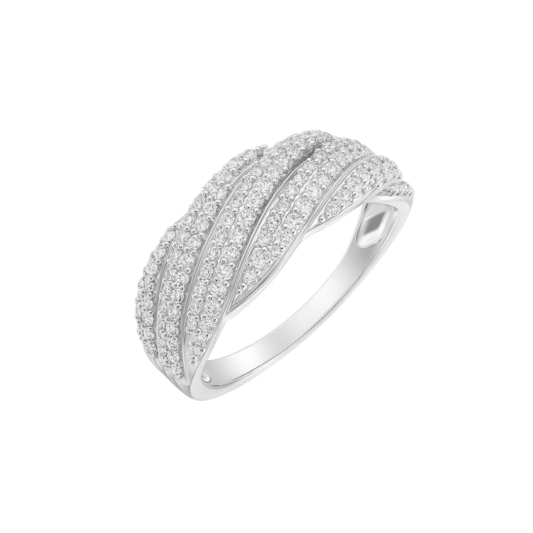 Wavy Pave Diamond Bombe Ring