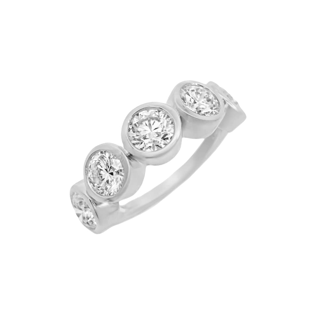 5 Stone Diamond Bezel Band
