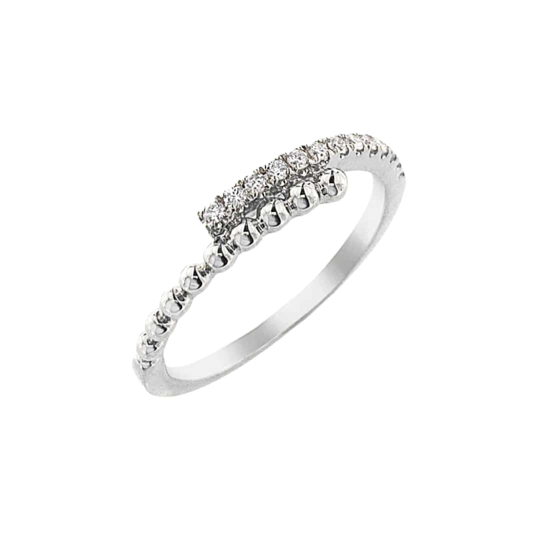 Beaded Diamond Crossover Ring