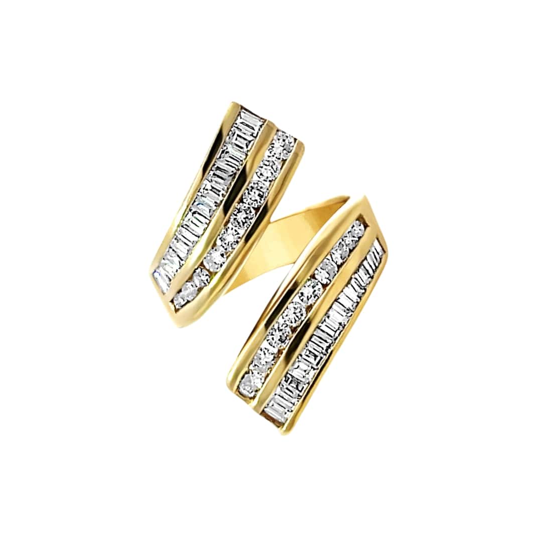 Baguette and Round Diamond Wrap Ring