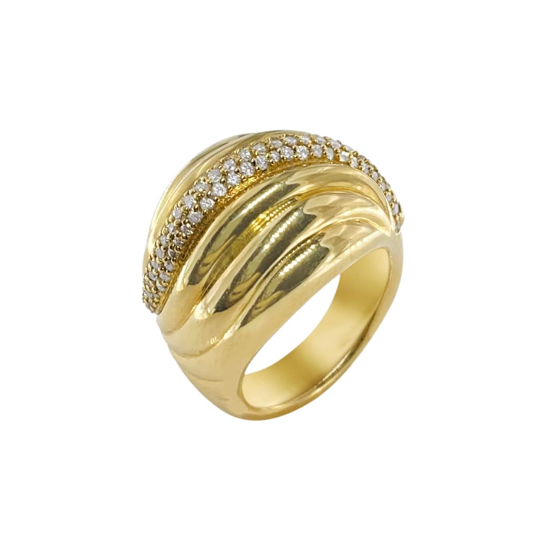 Diamond Sculpted Cable Dome Ring