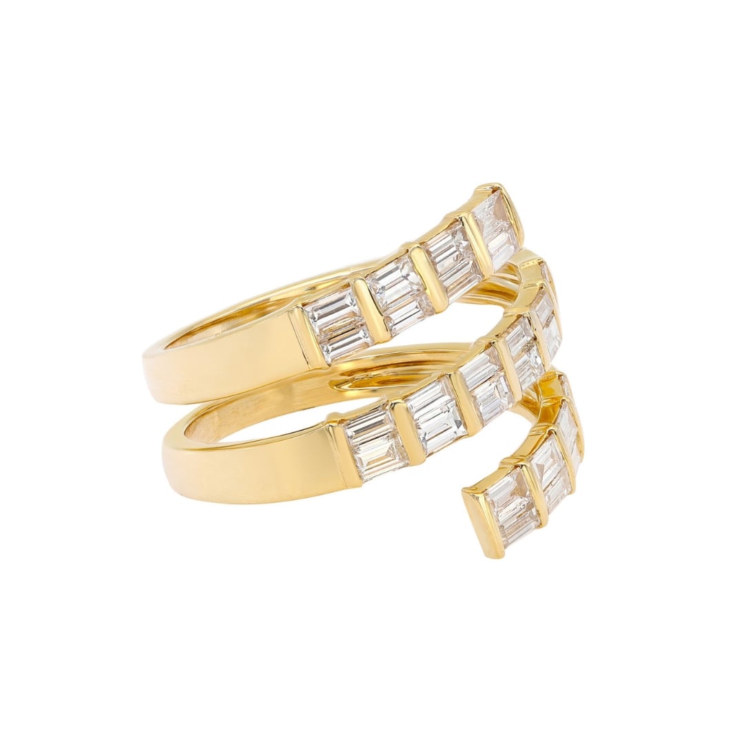 Baguette Diamond Multi Row Spiral Ring