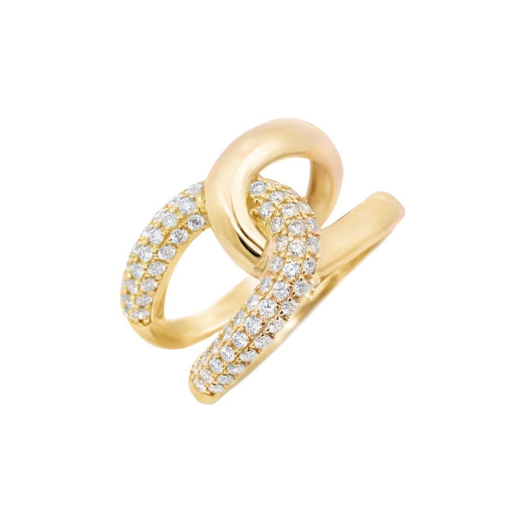 Half Pave Diamond Link Ring