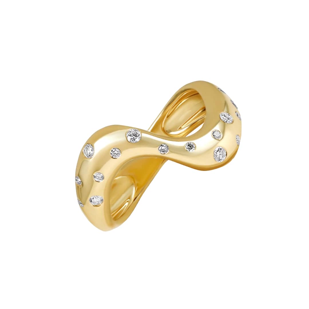 Wavy Scattered Diamond Ring
