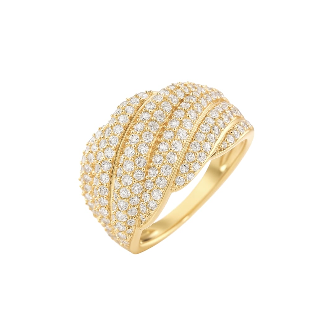 Wavy Pave Diamond Bombe Statement Ring