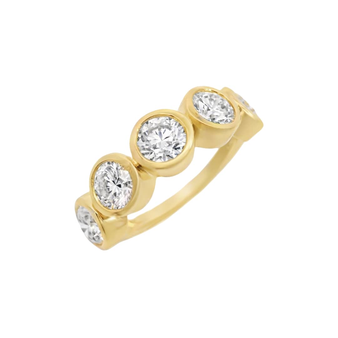 5 Stone Diamond Bezel Band
