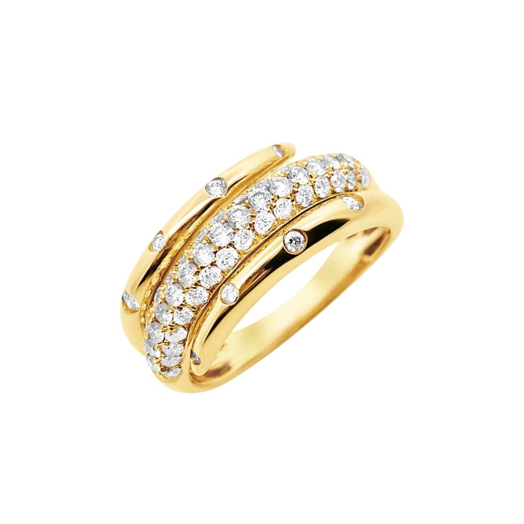 Pave Diamond Spiral Inlay Ring