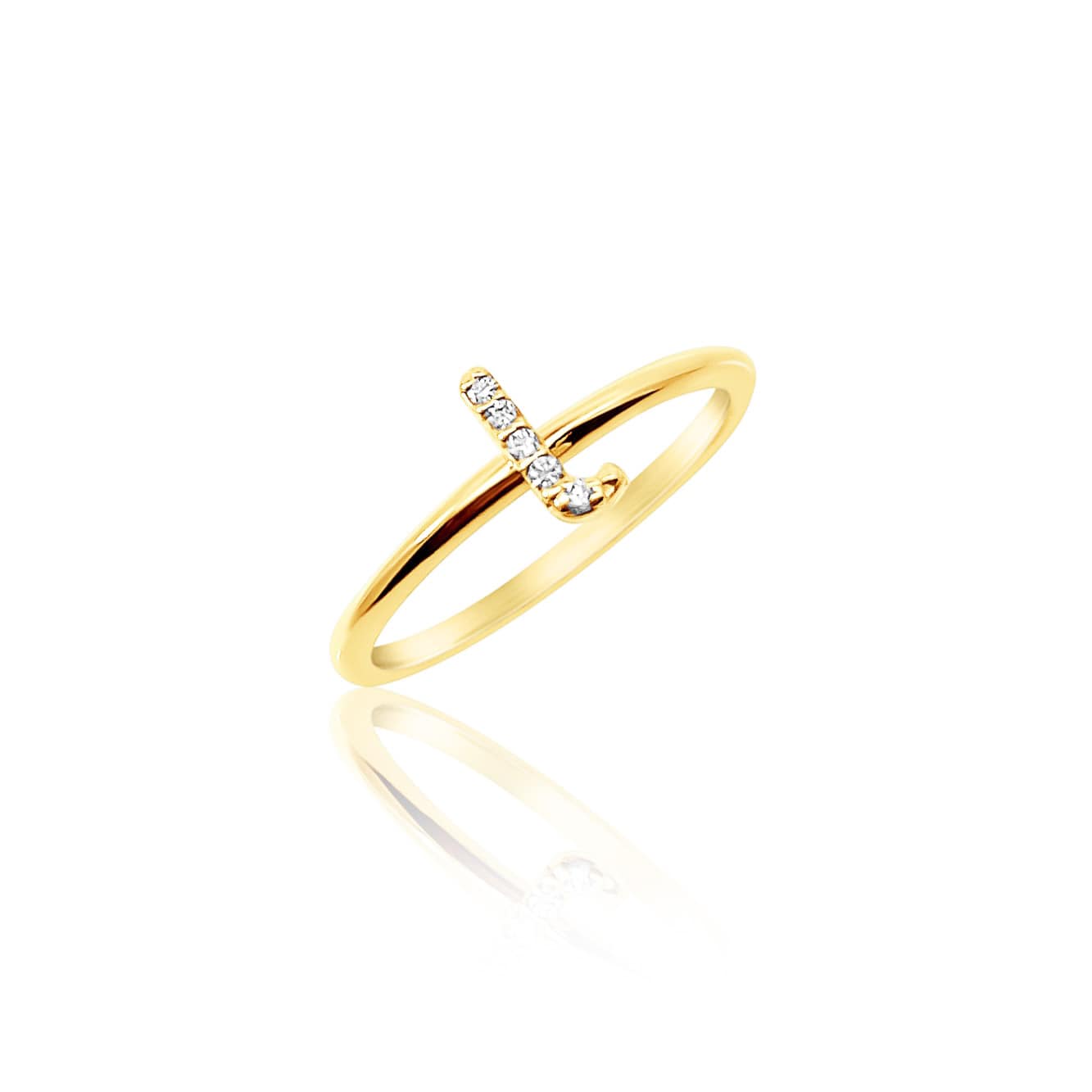 Petite Diamond Initial Ring