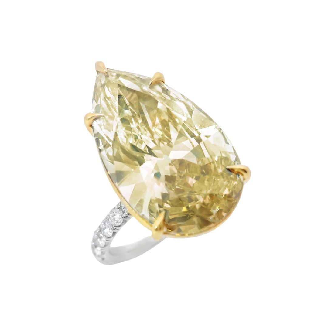 8.73Ct Fancy Yellow Pear Diamond Engagement Ring