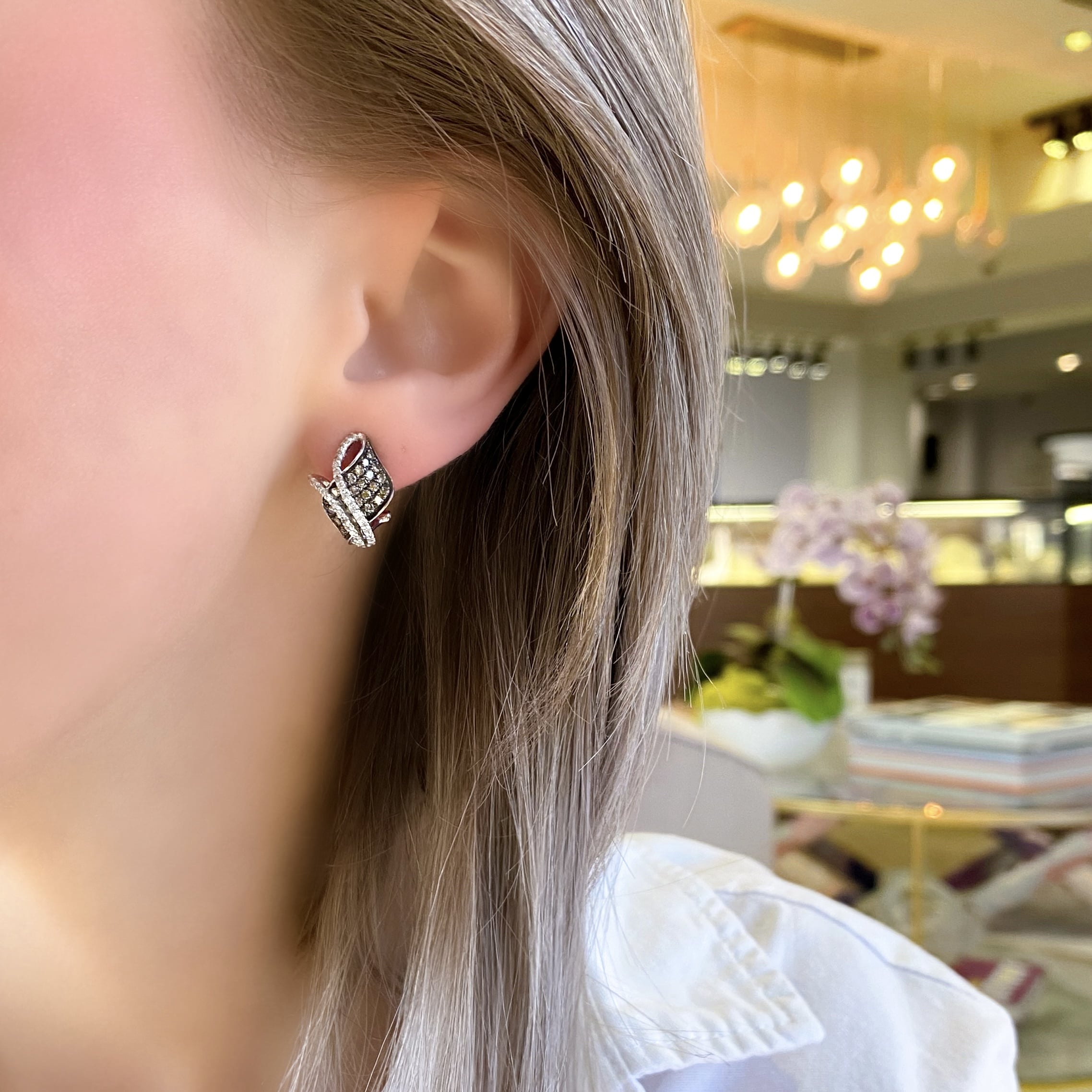 Chocolate Swirl Diamond Earrings