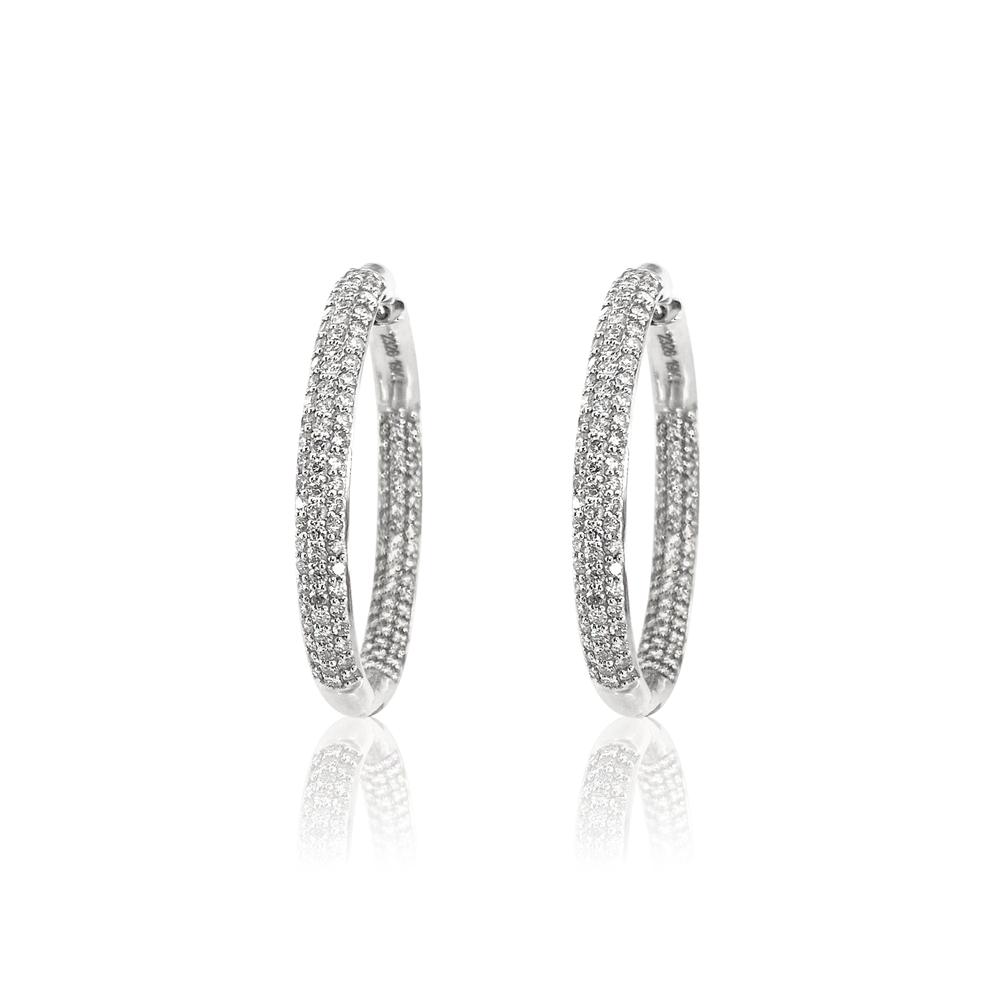 Large Pave Diamond Hoop Earrings