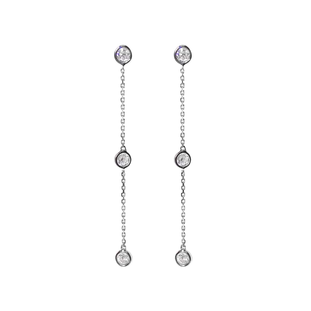 Diamond Bezel Dangle Earrings