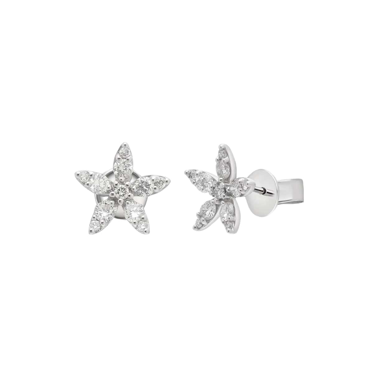 Pointed Diamond Flower Studs