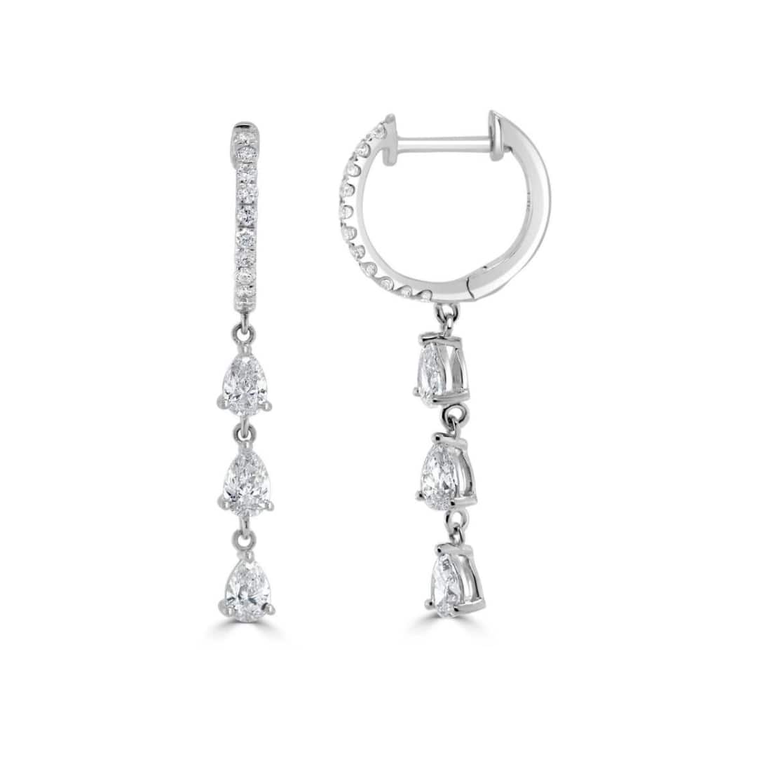 Chasing Pear Diamond Huggie Earrings