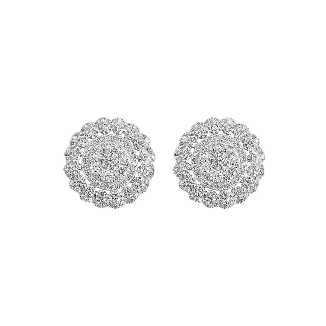 Jumbo Diamond Cluster Halo Earrings