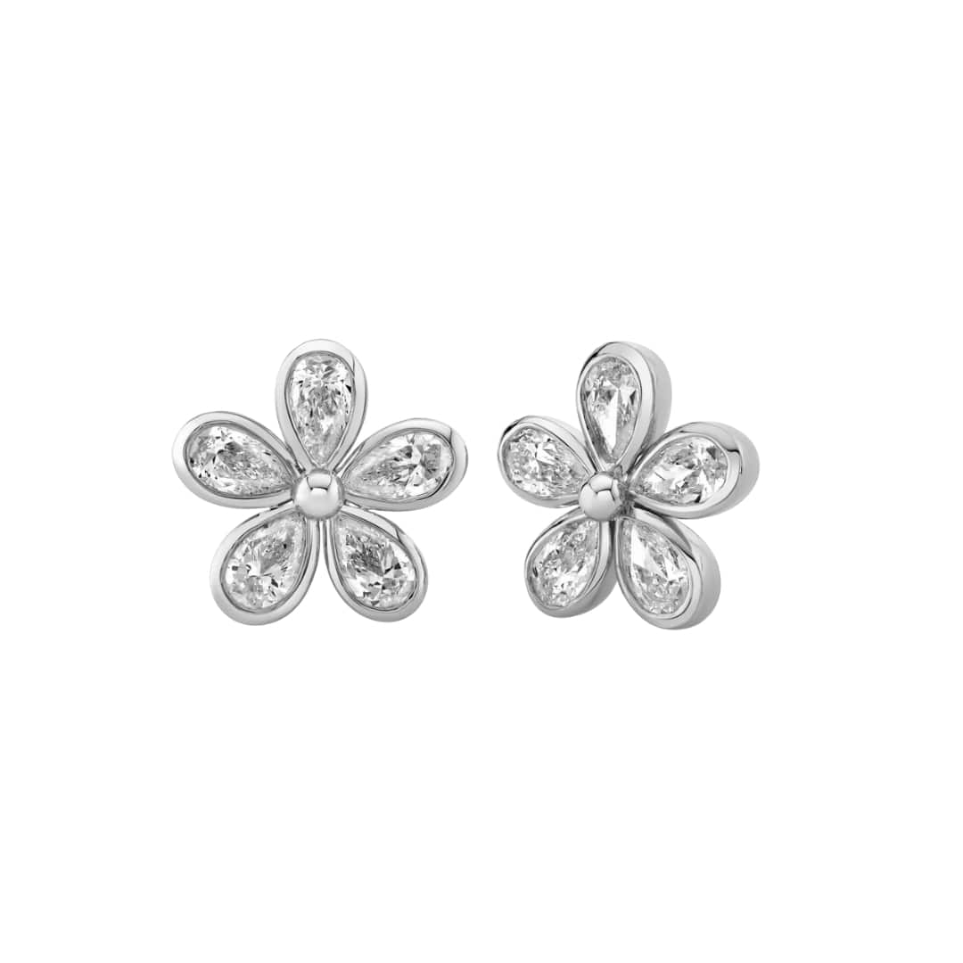 Pear Shape Diamond Flower Earrings