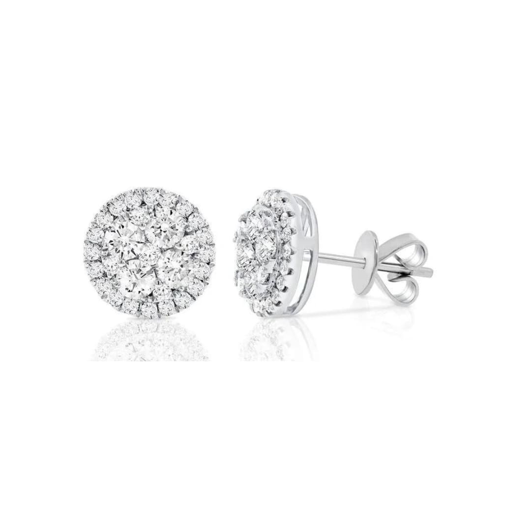 Diamond Cluster Stud Earrings