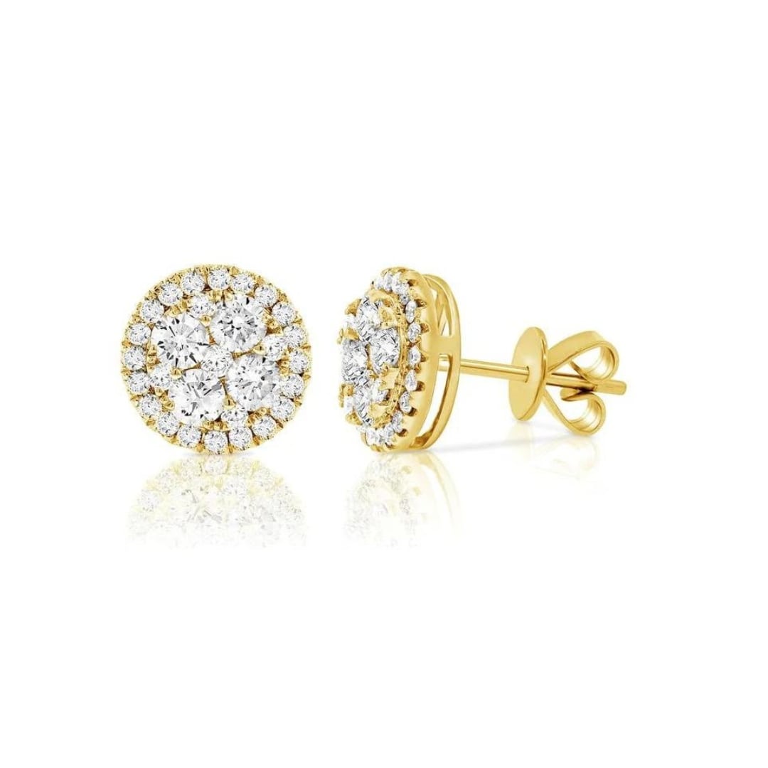 Diamond Cluster Stud Earrings