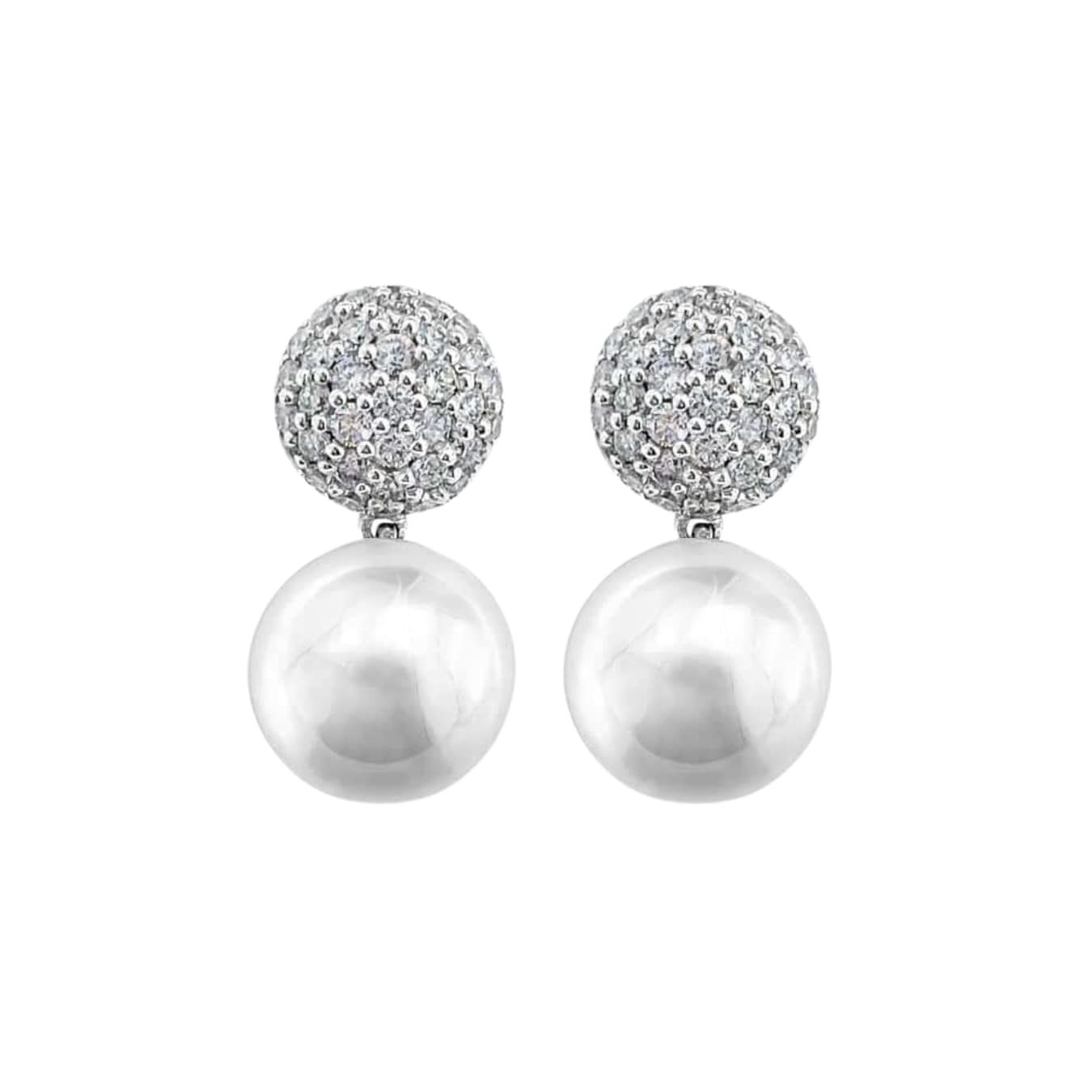 Pave Diamond and Bead Earrings