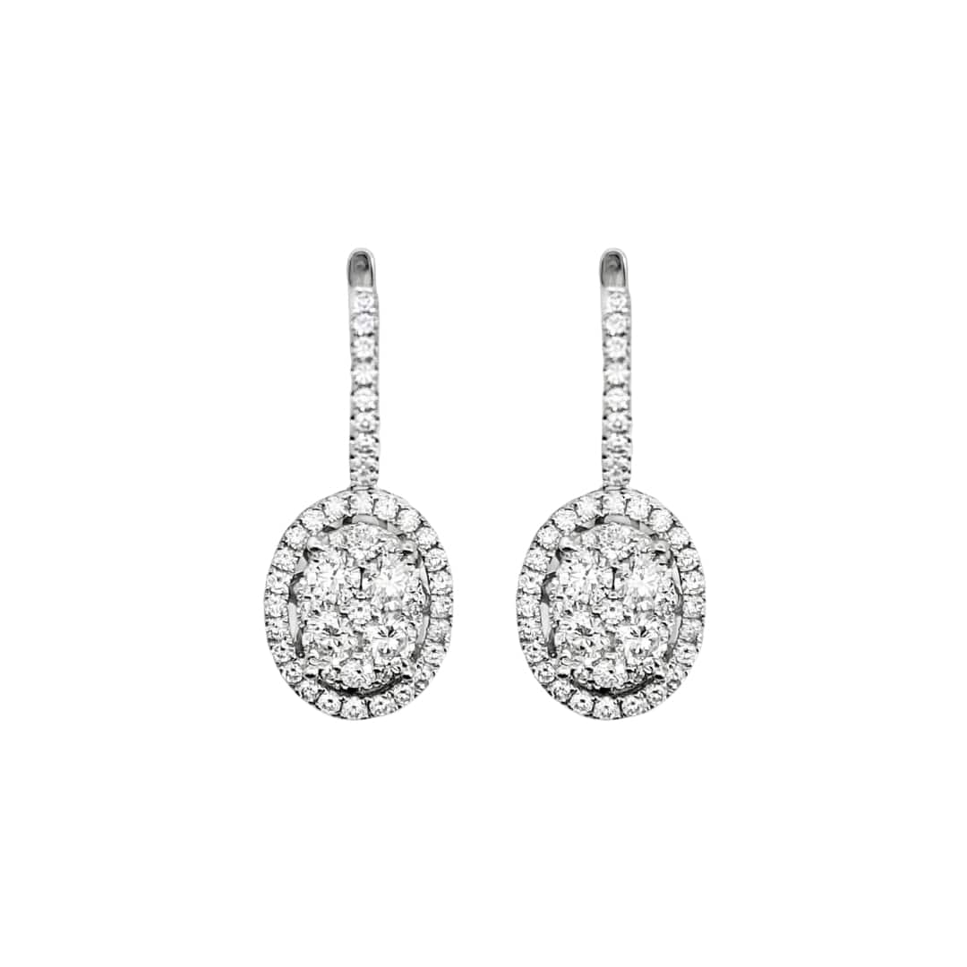 Oval Diamond Drop Earrings