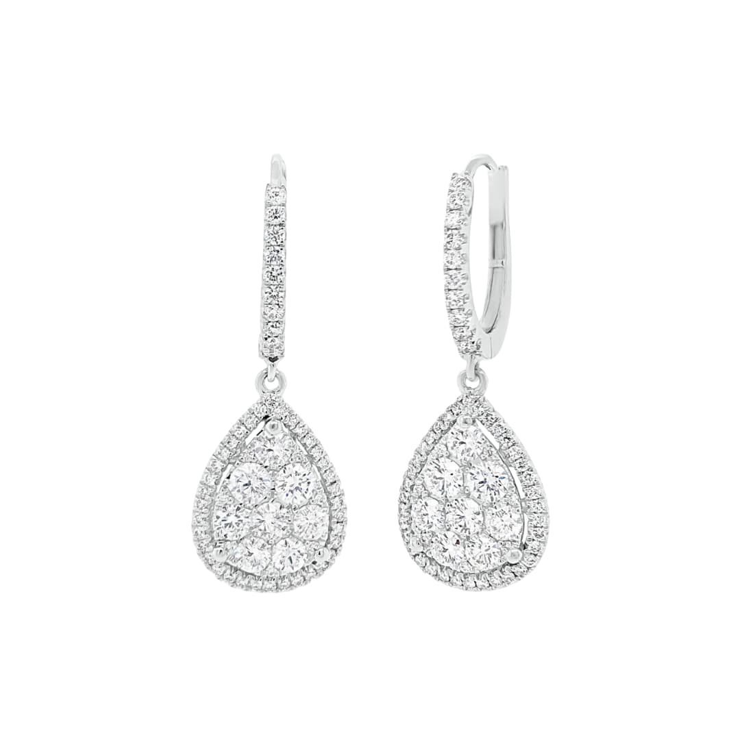 Diamond Cluster Drop Earrings
