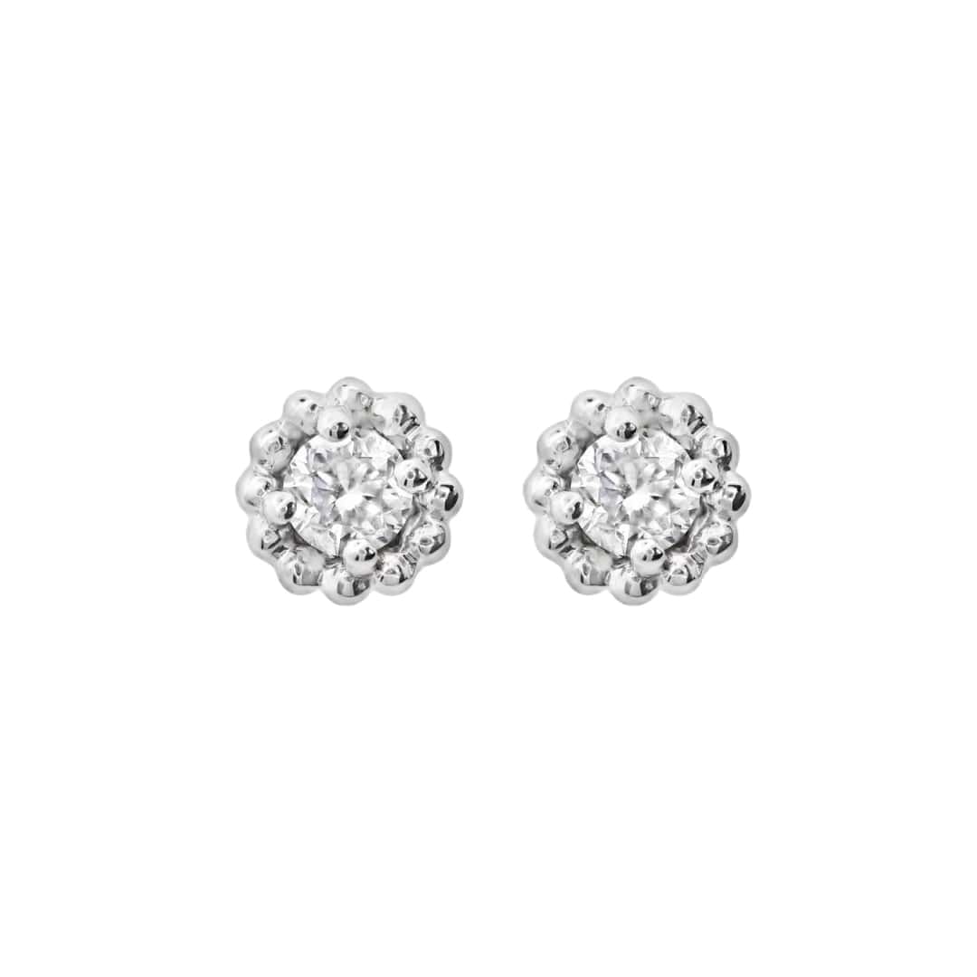 Beaded Halo Diamond Studs