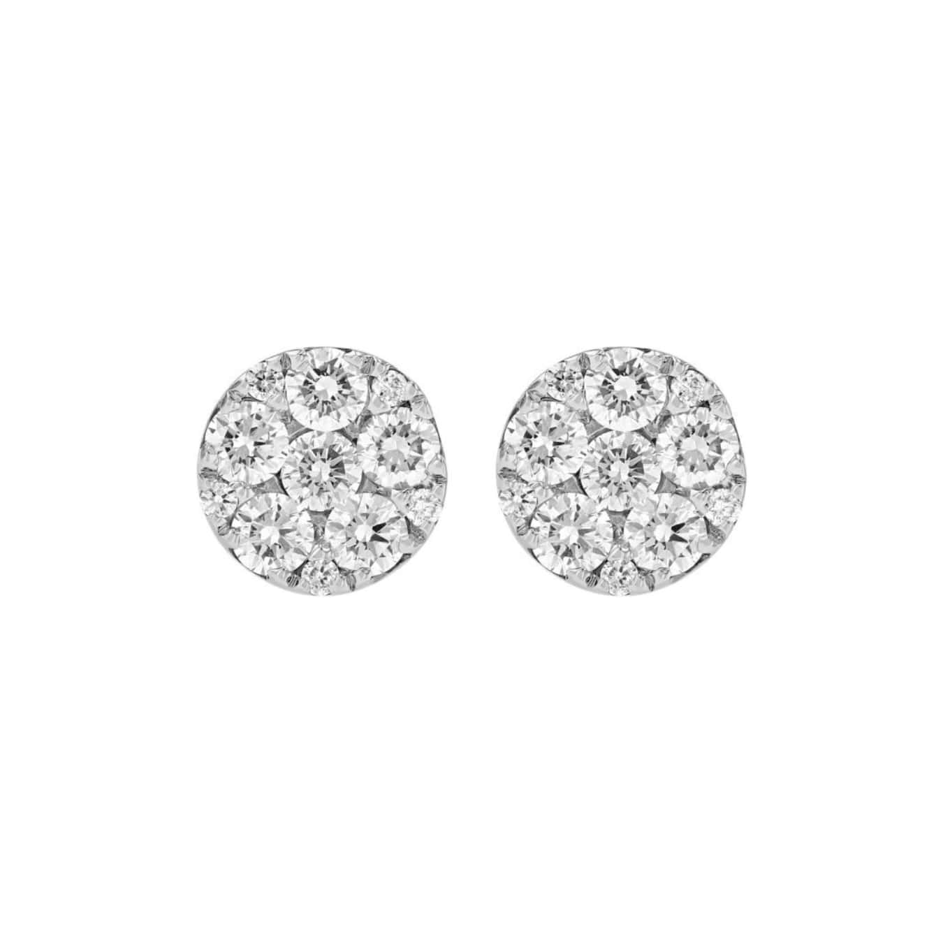 Round Diamond Cluster Earrings
