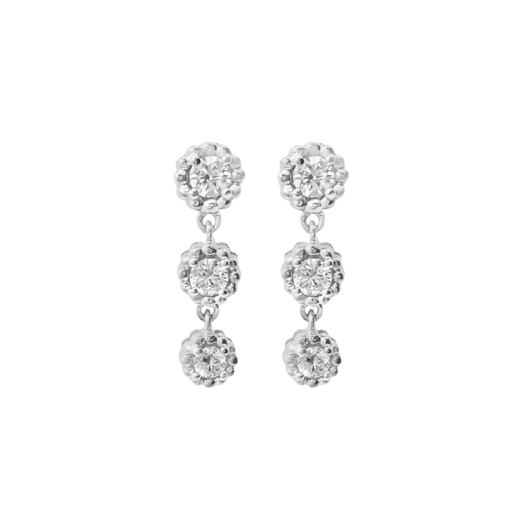 Beaded Diamond Trio Earrings