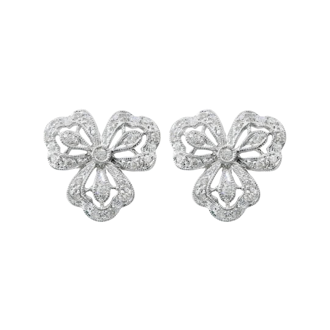 3 Petal Diamond Flower Earrings