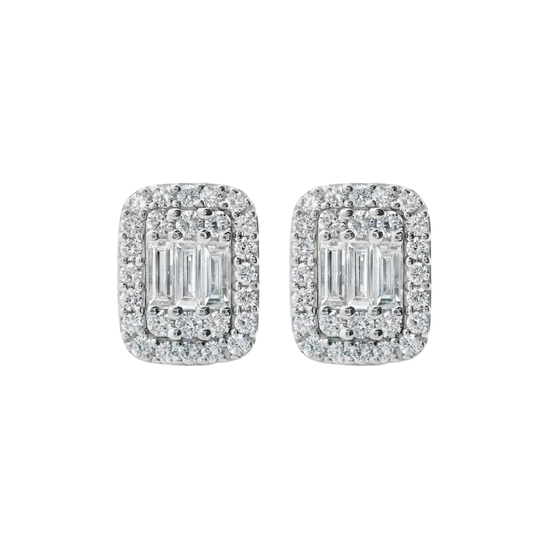 Baguette and Pave Diamond Jacket Earrings