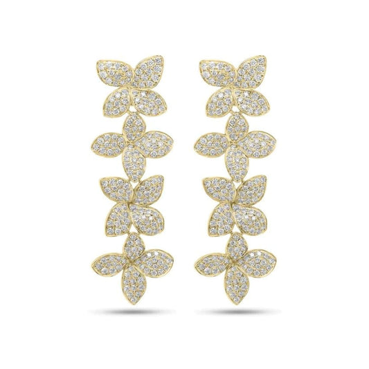 Pavé Diamond Flower Drop Earrings