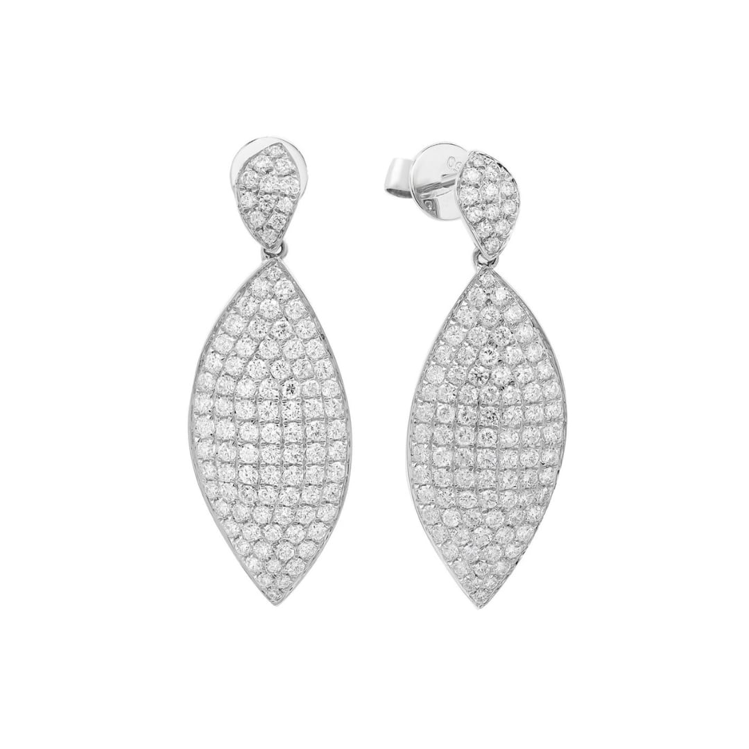 Pave Diamond Leaf Earrings