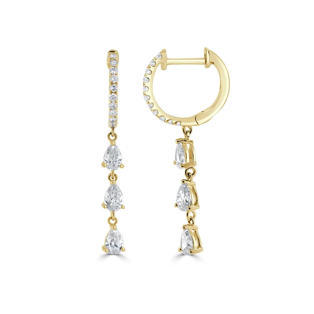 Chasing Pear Diamond Huggie Earrings