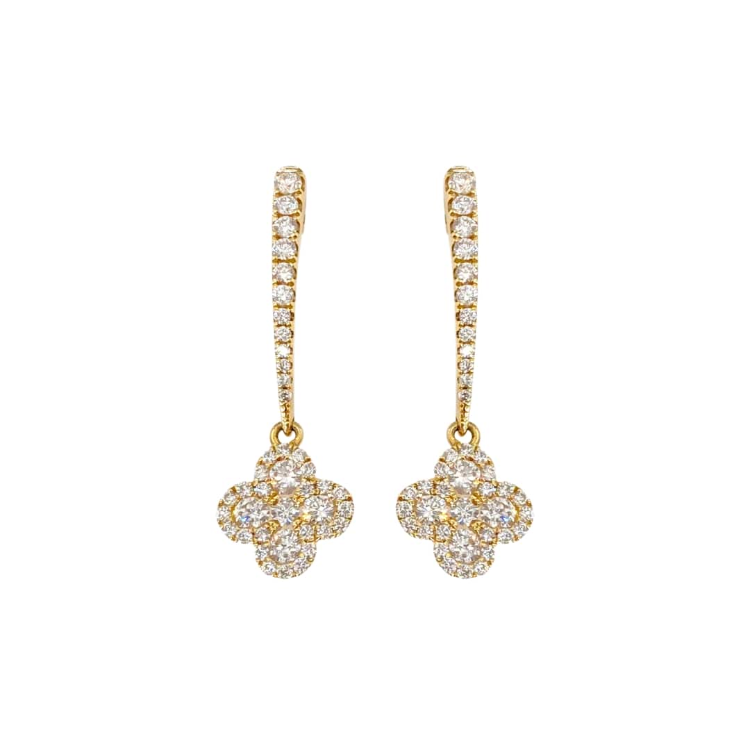 Diamond Clover Drop Earrings