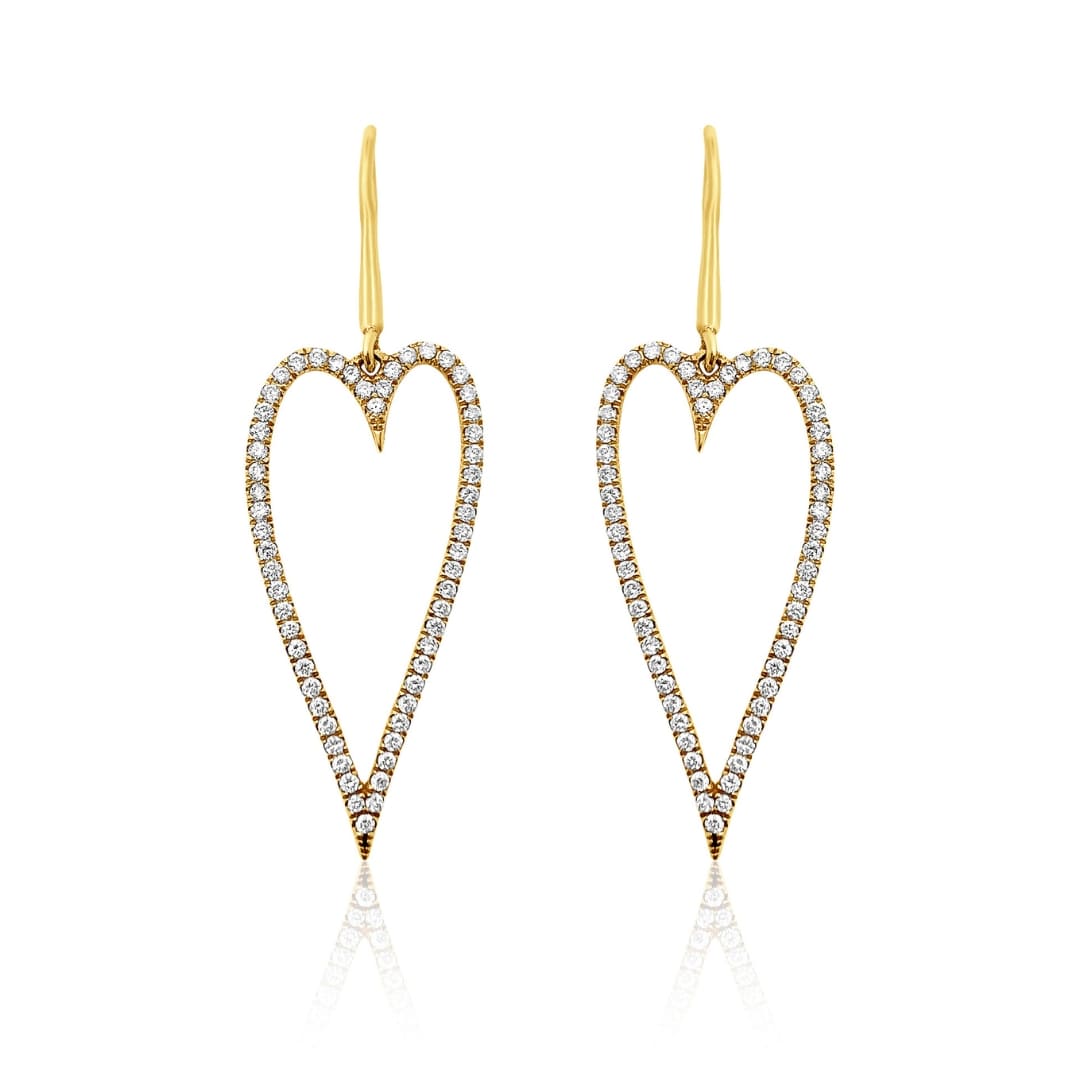 Diamond Heart Drop Earrings