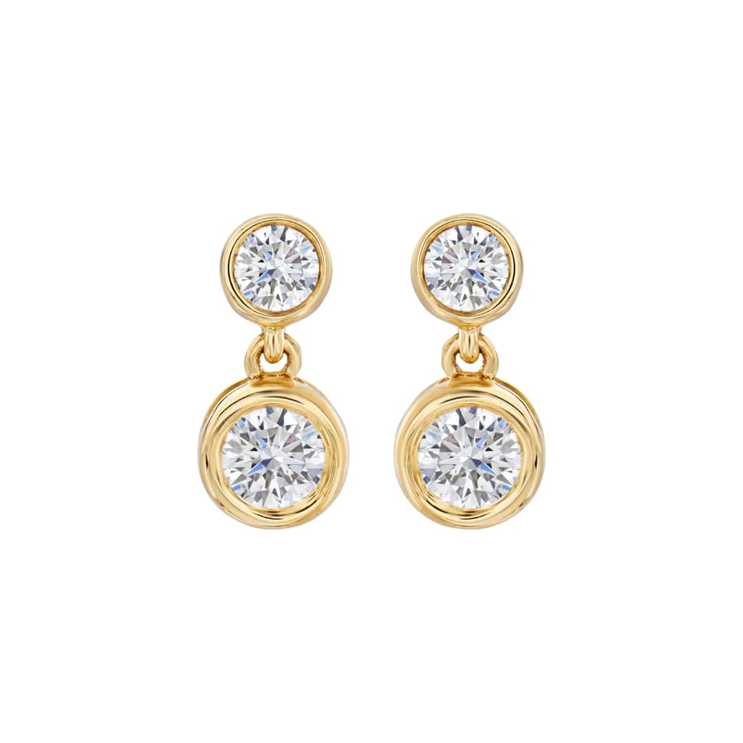 Two Stone Bezel Diamond Earrings