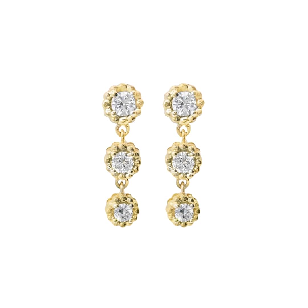 Beaded Diamond Trio Earrings