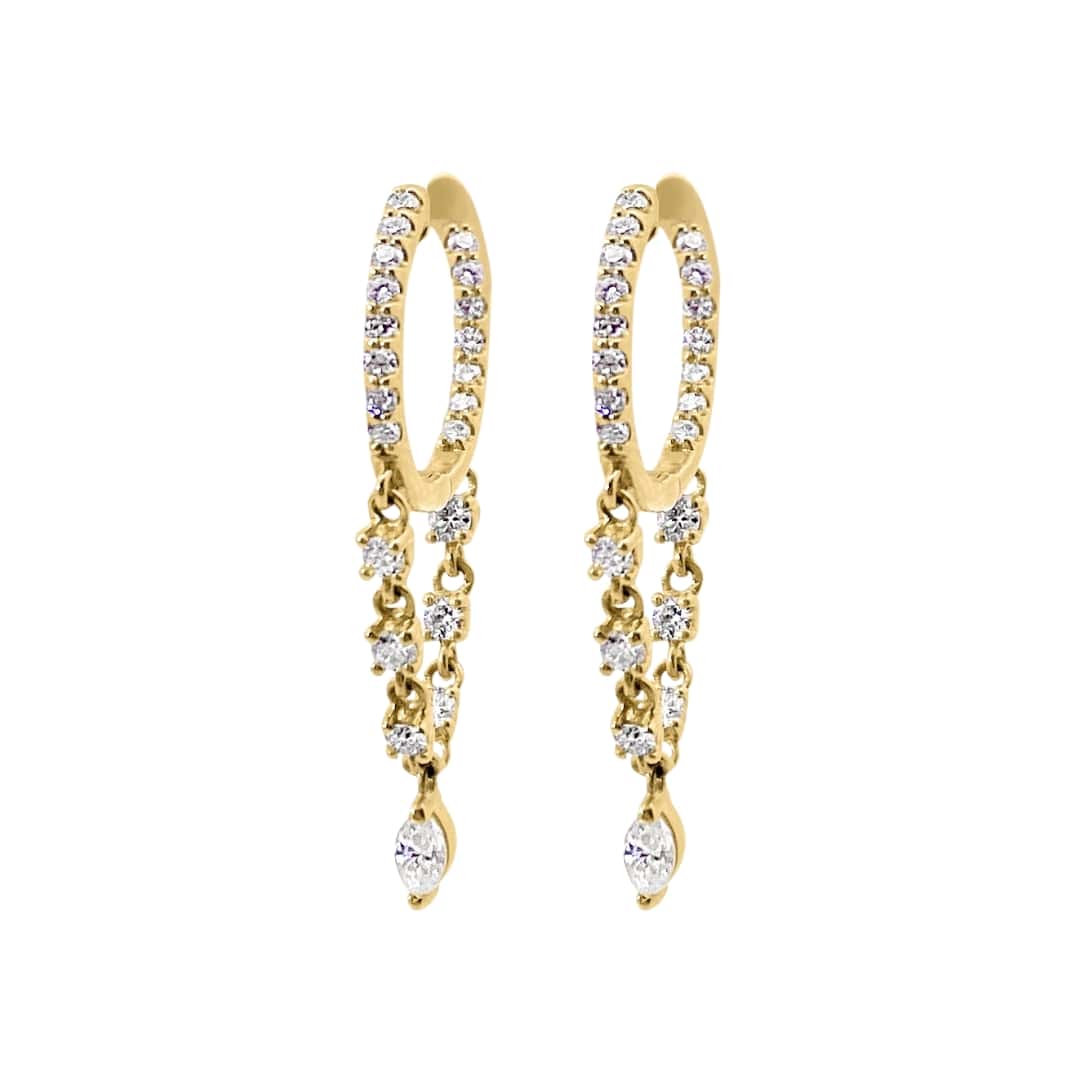Diamond Shimmer Huggie Chain Earrings